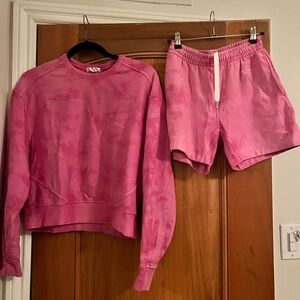 Rag and bone sweat set. Pink Tie-Dye Sweatshirt and Shorts Set